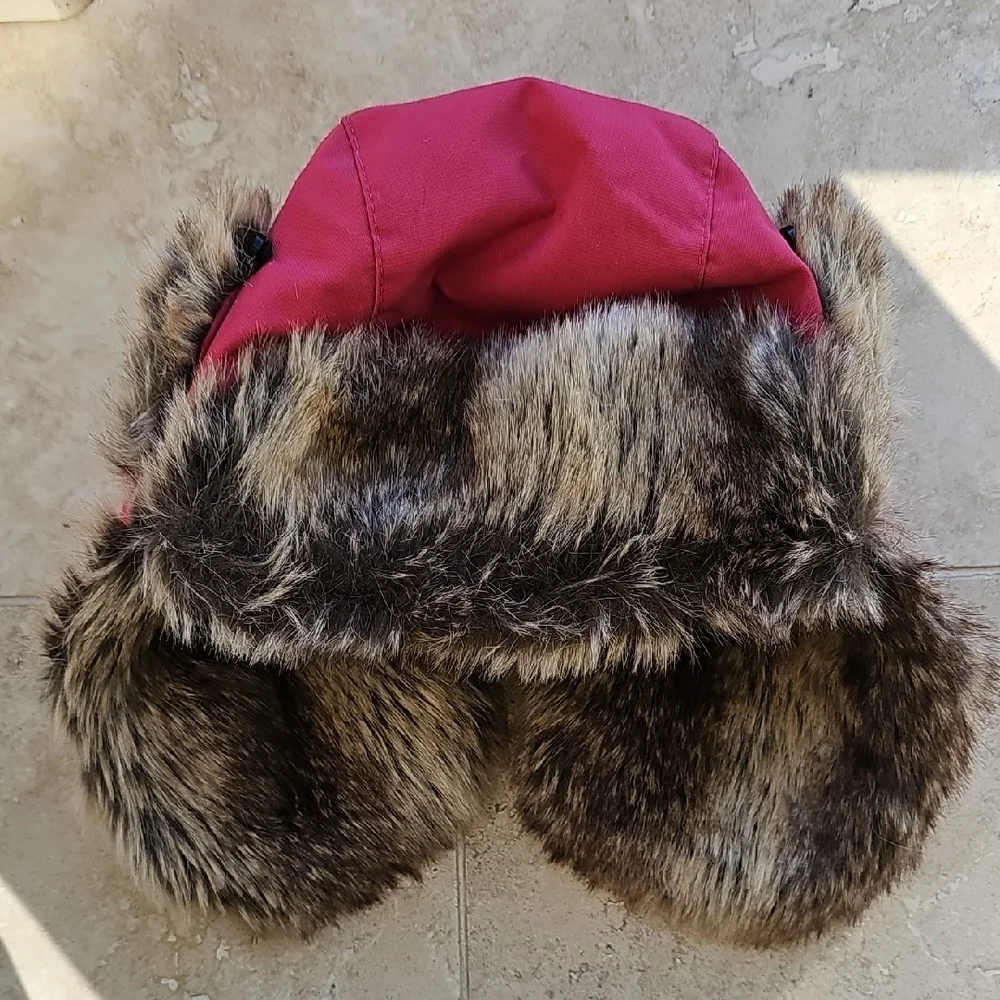 Polarn O. Pyret Kids Winter Trapper Hat Size 54 (6–9 Years) Pink Faux Fur